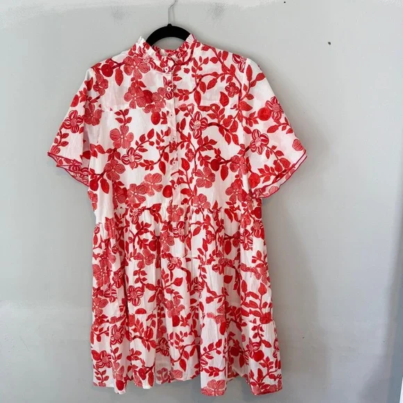 Ro's Garden Vibeka Short Floral Print Dress Large NWT Red White - Picture 2 of 10